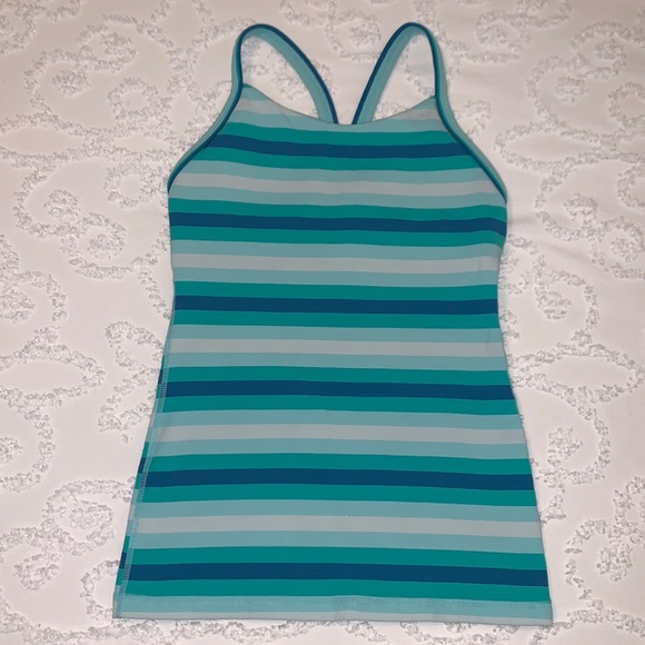 LULULEMON POWER Y BLUE STRIPE TANK - Picture 3 of 5